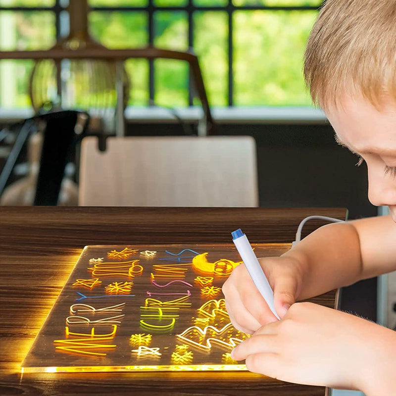 Kletshuts™ NoteBoard: LED-Lampe Akryl Note- Og Tegnebræt