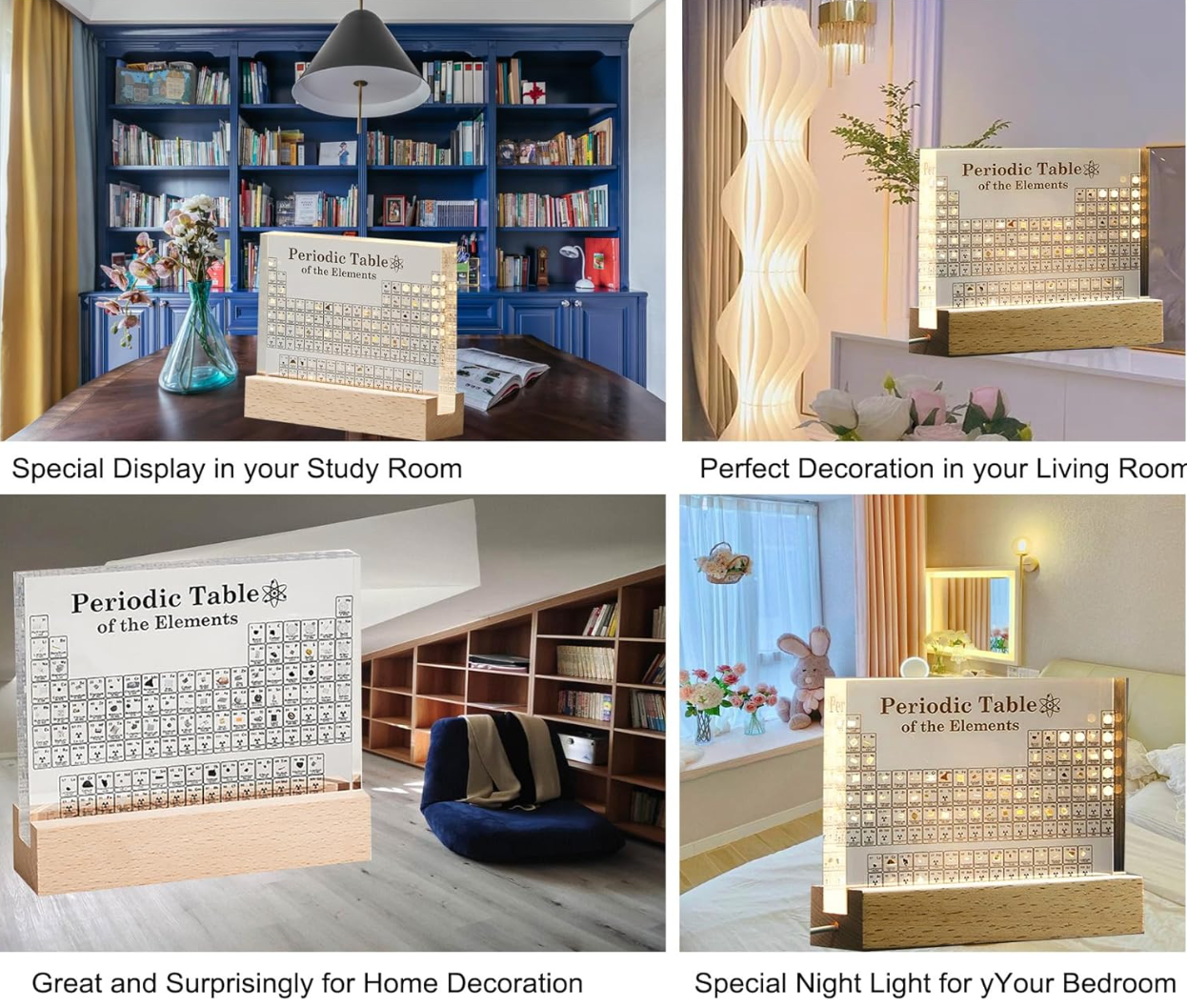 Ledsen™ PeriodicTable: Glas Periodisk Tabel Elementer Med Lys