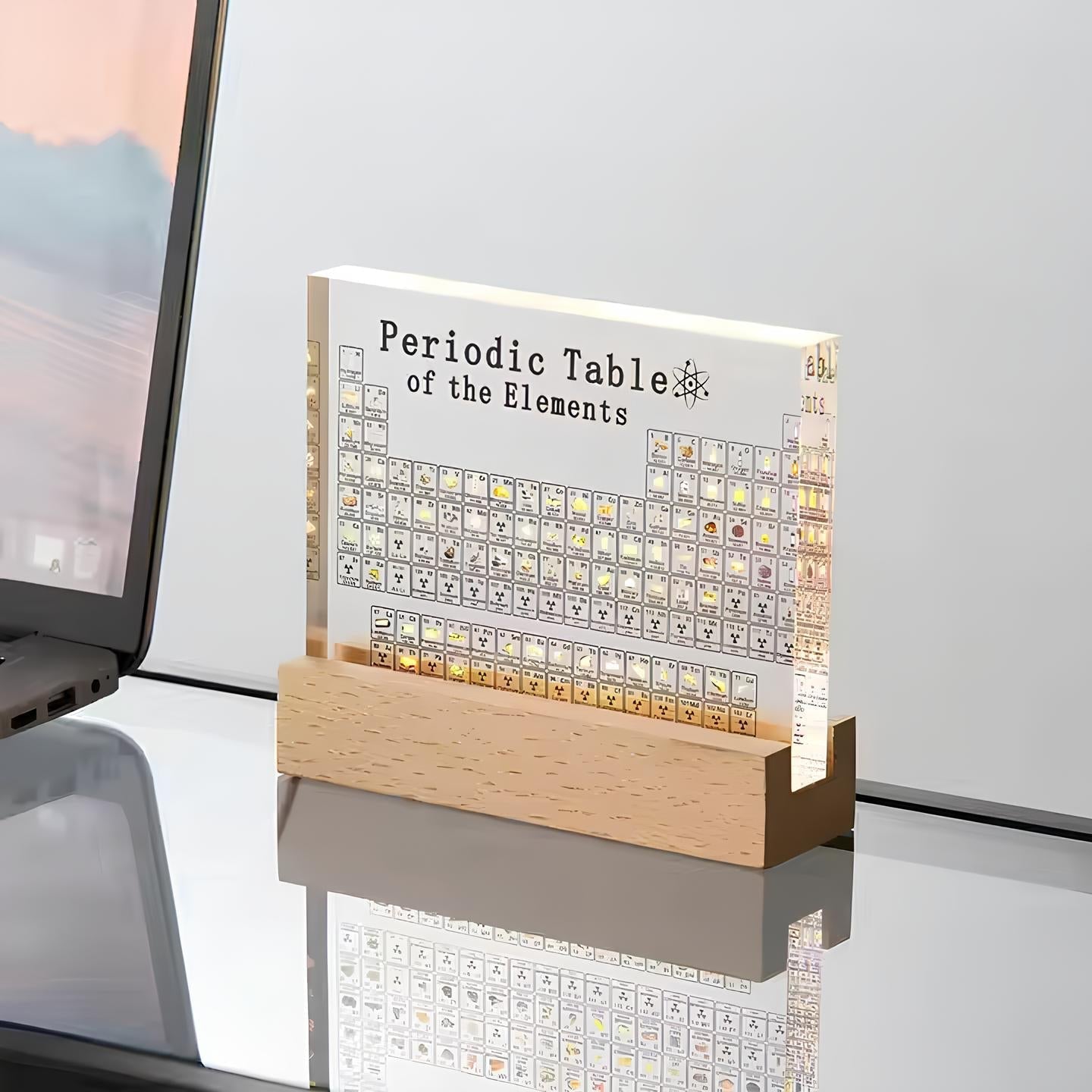 Ledsen™ PeriodicTable: Glas Periodisk Tabel Elementer Med Lys