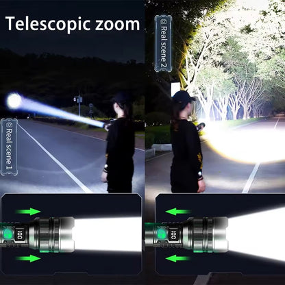 Ledsen™ AdjustableFlashlight: Ultrabright Genopladelig Lommelygte Med Justerbar Stråle